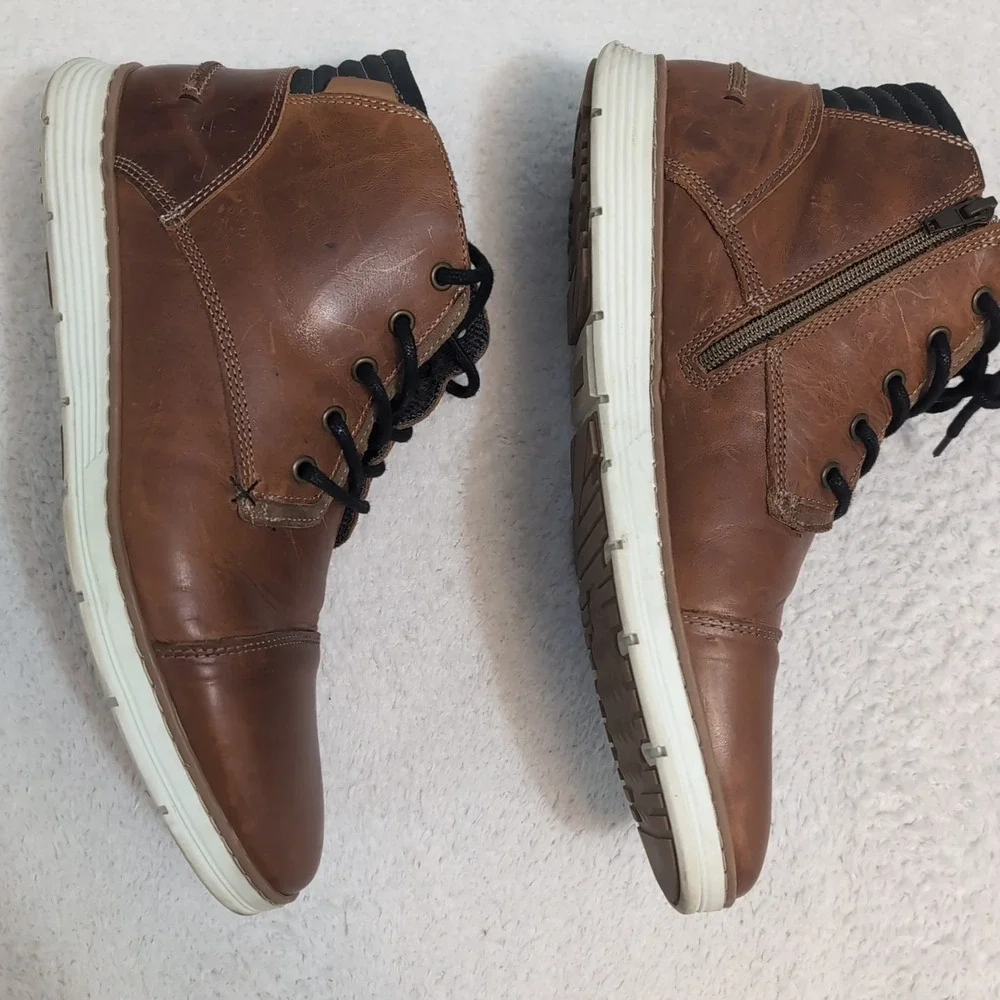 Mens‎ Bullboxer Adyn Chukka Brown Side Zipper Cap Toe Boots  Sz 12 EUC
